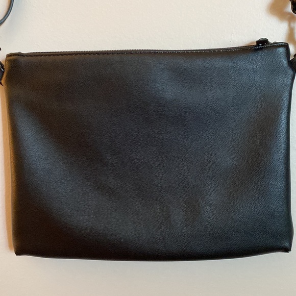 Pixie Mood. Purse. Clutch or crossbody. Black with stitched print on front. - Picture 4 of 7